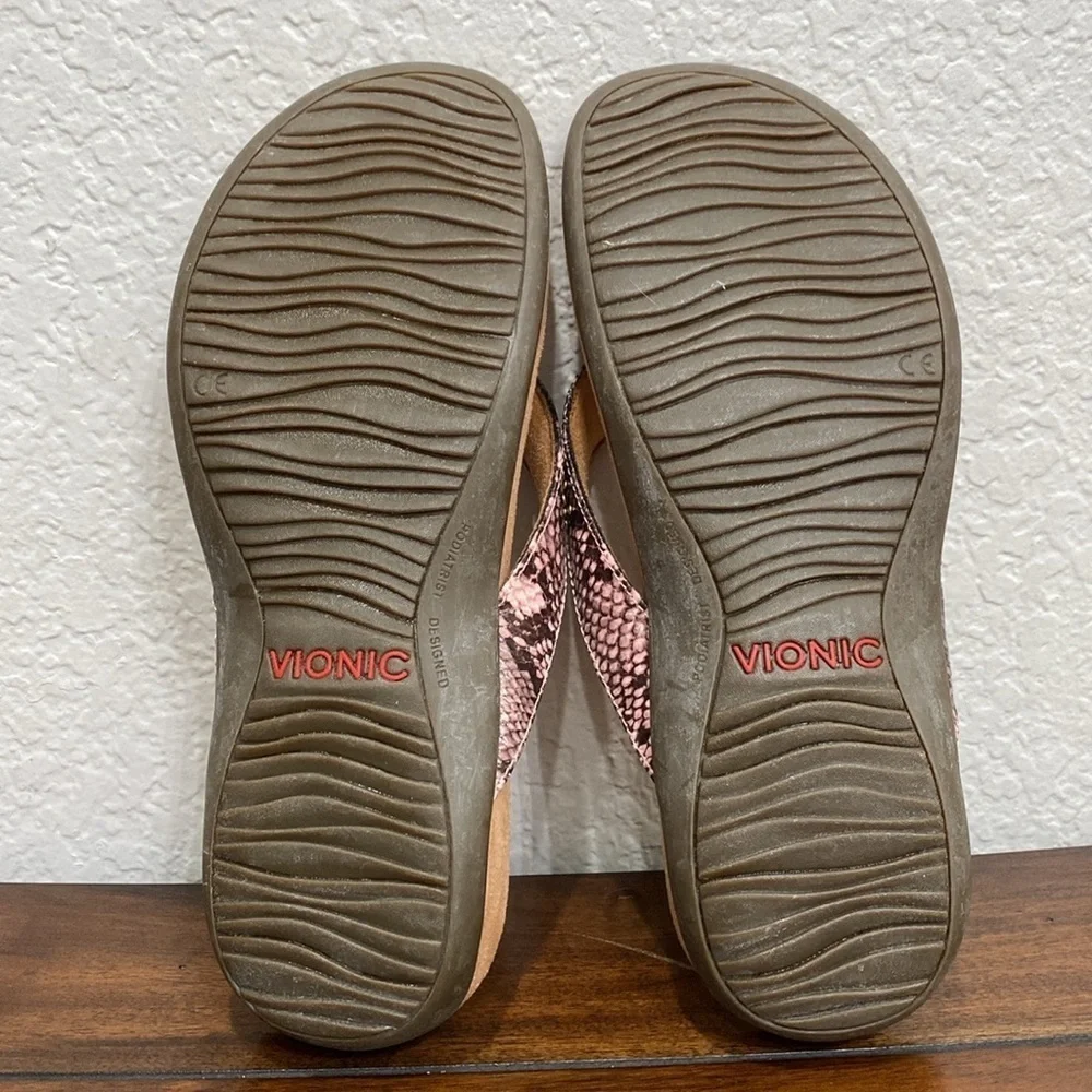 Vionic Lucia Snake Leather Jeweled Sandals  Size 9